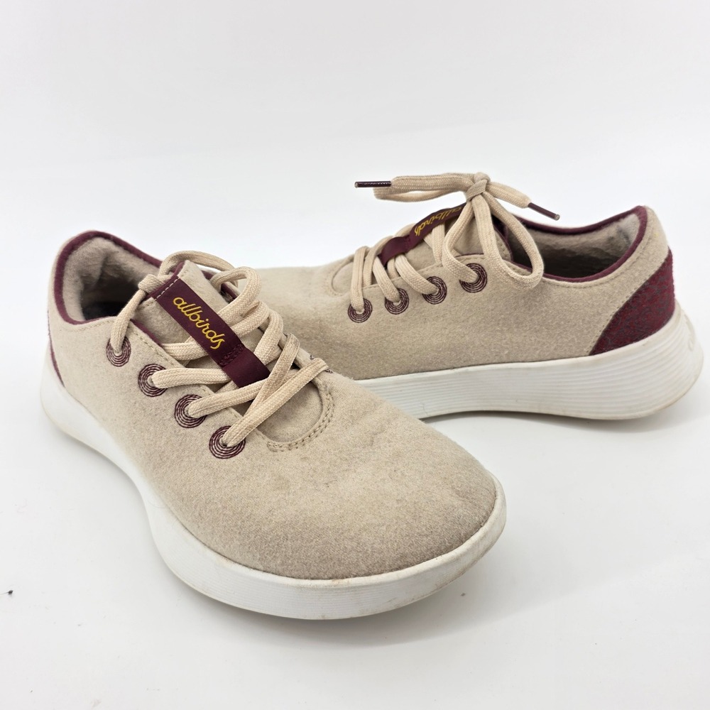 Allbirds Wool Loungers Mens Beige Burgundy Merino Wool Shoes wr2 / w9.5